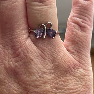 Silver and butterfly amethyst size 7 ring